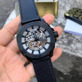 Buy Shop Fossil Modern Machine Automatic Skeleton Grey Dial Black Steel Strap Watch for Men - ME3134 USA Online