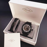 Buy Shop Fossil Modern Machine Automatic Skeleton Grey Dial Black Steel Strap Watch for Men - ME3134 USA Online