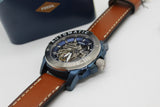 Buy Shop Fossil Modern Machine Automatic Skeleton Silver Dial Brown Leather Strap Watch for Men - ME3135 USA Online