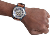 Buy Shop Fossil Modern Machine Automatic Skeleton Silver Dial Brown Leather Strap Watch for Men - ME3135 USA Online