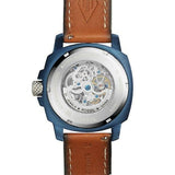 Buy Shop Fossil Modern Machine Automatic Skeleton Silver Dial Brown Leather Strap Watch for Men - ME3135 USA Online