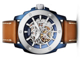 Buy Shop Fossil Modern Machine Automatic Skeleton Silver Dial Brown Leather Strap Watch for Men - ME3135 USA Online