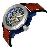Buy Shop Fossil Modern Machine Automatic Skeleton Silver Dial Brown Leather Strap Watch for Men - ME3135 USA Online