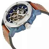 Buy Shop Fossil Modern Machine Automatic Skeleton Silver Dial Brown Leather Strap Watch for Men - ME3135 USA Online