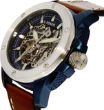 Buy Shop Fossil Modern Machine Automatic Skeleton Silver Dial Brown Leather Strap Watch for Men - ME3135 USA Online