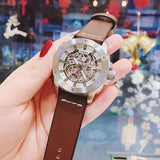 Buy Shop Fossil Modern Machine Automatic Skeleton White Dial Brown Leather Strap Watch for Women - ME3083 USA Online