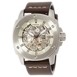 Buy Shop Fossil Modern Machine Automatic Skeleton White Dial Brown Leather Strap Watch for Women - ME3083 USA Online