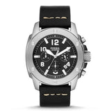 Buy Shop Fossil Modern Machine Chronograph Black Dial Black Leather Strap Watch for Men - FS4928 USA Online