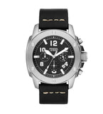 Buy Shop Fossil Modern Machine Chronograph Black Dial Black Leather Strap Watch for Men - FS4928 USA Online