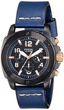 Buy Shop Fossil Modern Machine Chronograph Black Dial Blue Leather Strap Watch for Men - FS5066 USA Online