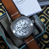 Buy Shop Fossil Modern Machine White Dial Brown Leather Strap Watch for Men - FS4929 USA Online