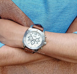 Buy Shop Fossil Modern Machine White Dial Brown Leather Strap Watch for Men - FS4929 USA Online