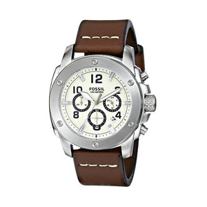 Buy Shop Fossil Modern Machine White Dial Brown Leather Strap Watch for Men - FS4929 USA Online