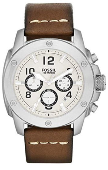 Buy Shop Fossil Modern Machine White Dial Brown Leather Strap Watch for Men - FS4929 USA Online