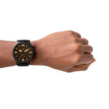 Buy Shop Fossil Nate Chrongraph Ion Plated Black Dial Black Steel Strap Watch for Men - JR1356 USA Online