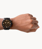 Buy Shop Fossil Nate Chrongraph Ion Plated Black Dial Black Steel Strap Watch for Men - JR1356 USA Online