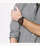 Buy Shop Fossil Nate Chrongraph Ion Plated Black Dial Black Steel Strap Watch for Men - JR1356 USA Online
