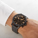 Buy Shop Fossil Nate Chrongraph Ion Plated Black Dial Black Steel Strap Watch for Men - JR1356 USA Online