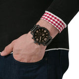 Buy Shop Fossil Nate Chrongraph Ion Plated Black Dial Black Steel Strap Watch for Men - JR1356 USA Online