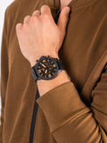Buy Shop Fossil Nate Chrongraph Ion Plated Black Dial Black Steel Strap Watch for Men - JR1356 USA Online