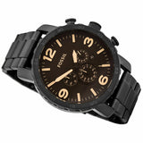 Buy Shop Fossil Nate Chrongraph Ion Plated Black Dial Black Steel Strap Watch for Men - JR1356 USA Online