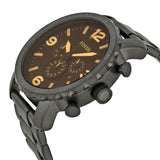 Buy Shop Fossil Nate Chrongraph Ion Plated Black Dial Black Steel Strap Watch for Men - JR1356 USA Online