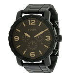 Buy Shop Fossil Nate Chrongraph Ion Plated Black Dial Black Steel Strap Watch for Men - JR1356 USA Online