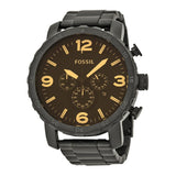 Buy Shop Fossil Nate Chrongraph Ion Plated Black Dial Black Steel Strap Watch for Men - JR1356 USA Online