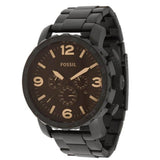 Buy Shop Fossil Nate Chrongraph Ion Plated Black Dial Black Steel Strap Watch for Men - JR1356 USA Online