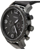 Buy Shop Fossil Nate Chronograph Black Dial Black Leather Strap Watch for Men - JR1354 USA Online