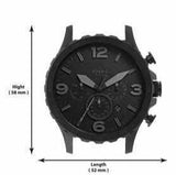 Buy Shop Fossil Nate Chronograph Black Dial Black Leather Strap Watch for Men - JR1354 USA Online