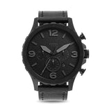 Buy Shop Fossil Nate Chronograph Black Dial Black Leather Strap Watch for Men - JR1354 USA Online