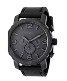 Buy Shop Fossil Nate Chronograph Black Dial Black Leather Strap Watch for Men - JR1354 USA Online