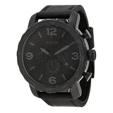 Buy Shop Fossil Nate Chronograph Black Dial Black Leather Strap Watch for Men - JR1354 USA Online