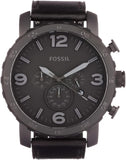 Buy Shop Fossil Nate Chronograph Black Dial Black Leather Strap Watch for Men - JR1354 USA Online