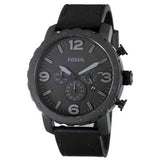 Buy Shop Fossil Nate Chronograph Black Dial Black Leather Strap Watch for Men - JR1354 USA Online