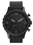 Buy Shop Fossil Nate Chronograph Black Dial Black Leather Strap Watch for Men - JR1354 USA Online