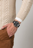 Buy Shop Fossil Nate Chronograph Black Dial Black Leather Strap Watch for Men - JR1436 USA Online