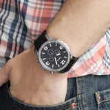 Buy Shop Fossil Nate Chronograph Black Dial Black Leather Strap Watch for Men - JR1436 USA Online