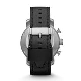 Buy Shop Fossil Nate Chronograph Black Dial Black Leather Strap Watch for Men - JR1436 USA Online
