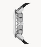 Buy Shop Fossil Nate Chronograph Black Dial Black Leather Strap Watch for Men - JR1436 USA Online