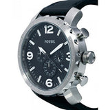 Buy Shop Fossil Nate Chronograph Black Dial Black Leather Strap Watch for Men - JR1436 USA Online