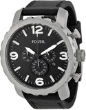Buy Shop Fossil Nate Chronograph Black Dial Black Leather Strap Watch for Men - JR1436 USA Online
