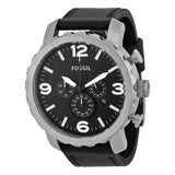 Buy Shop Fossil Nate Chronograph Black Dial Black Leather Strap Watch for Men - JR1436 USA Online
