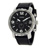 Buy Shop Fossil Nate Chronograph Black Dial Black Leather Strap Watch for Men - JR1436 USA Online