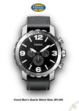 Buy Shop Fossil Nate Chronograph Black Dial Black Leather Strap Watch for Men - JR1436 USA Online