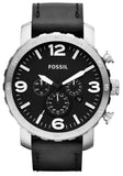 Buy Shop Fossil Nate Chronograph Black Dial Black Leather Strap Watch for Men - JR1436 USA Online