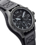 Buy Shop Fossil Nate Chronograph Black Dial Black Leather Strap Watch for Men - JR1510 USA Online