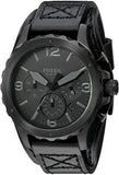 Buy Shop Fossil Nate Chronograph Black Dial Black Leather Strap Watch for Men - JR1510 USA Online