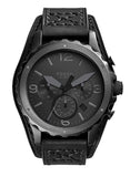 Buy Shop Fossil Nate Chronograph Black Dial Black Leather Strap Watch for Men - JR1510 USA Online